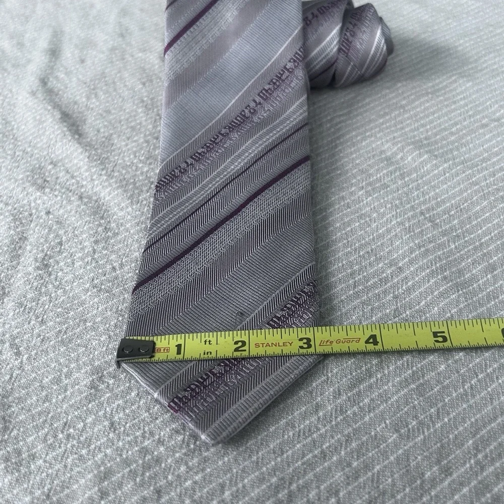 Croata Silk Tie Silver/pink/purple Stripe Hand finished Croatia Limited Edition